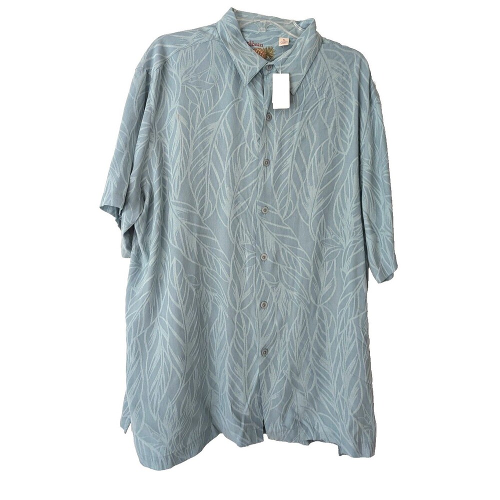 Vtg Caribbean Roundtree & Yorke Short Sleeve Shirt Mens XL Light Green NEW